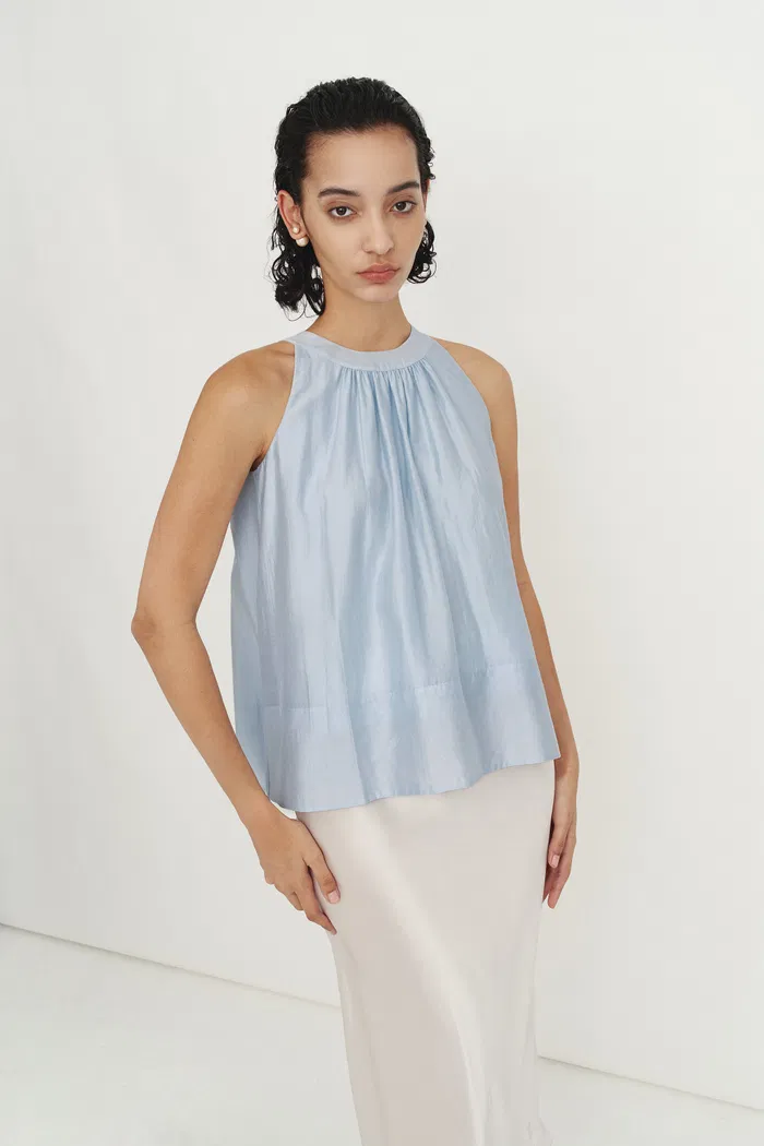 Leah Blue Halter Camisole Top in Lyocell - Image 5