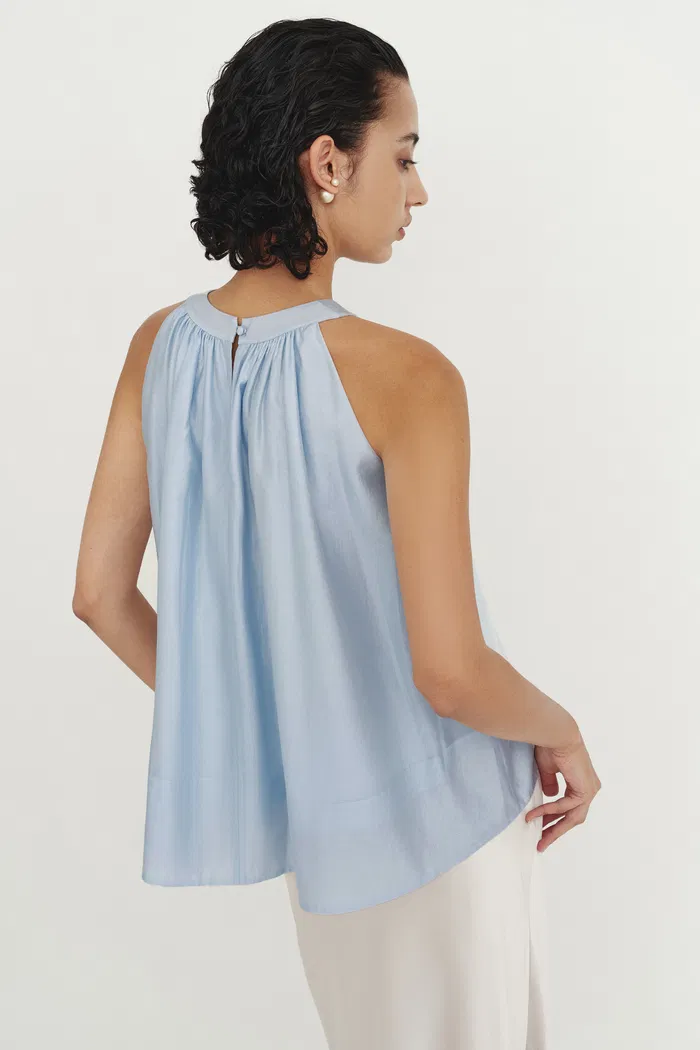Leah Blue Halter Camisole Top in Lyocell - Image 6