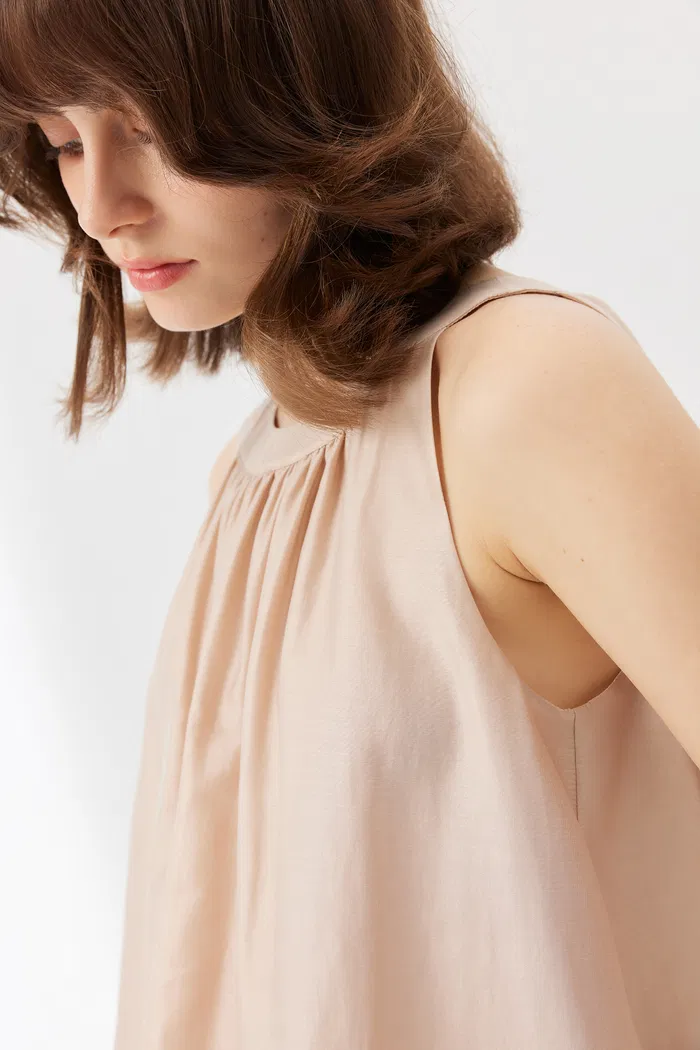Leah Off-Shoulder Nude Top in Tencel Blend - Image 6