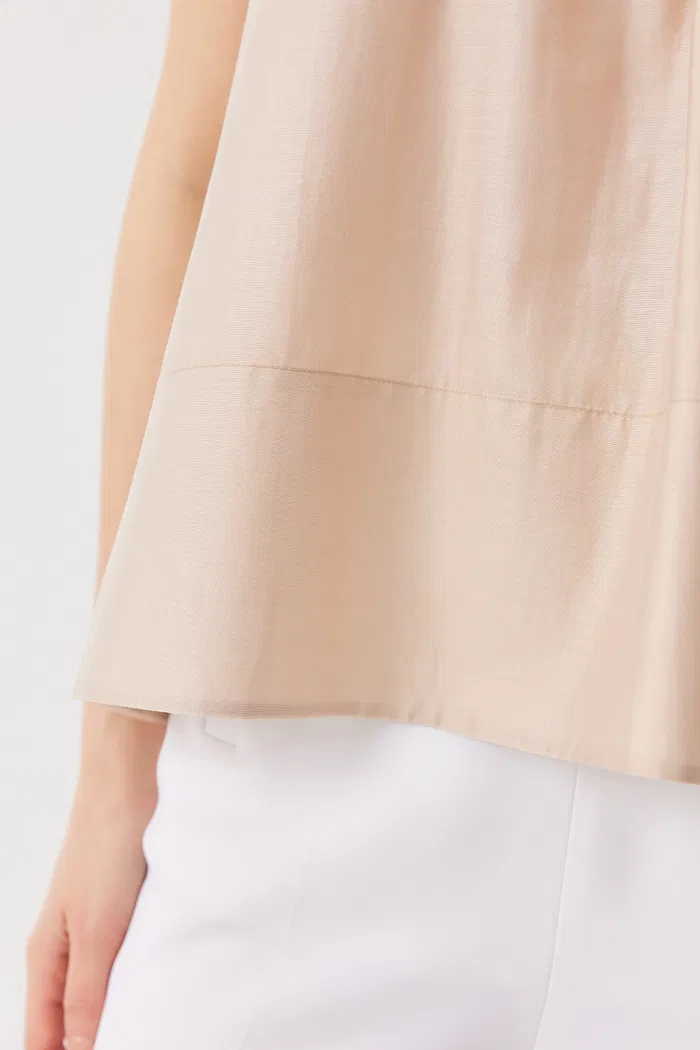 Leah Off-Shoulder Nude Top in Tencel Blend - Image 7