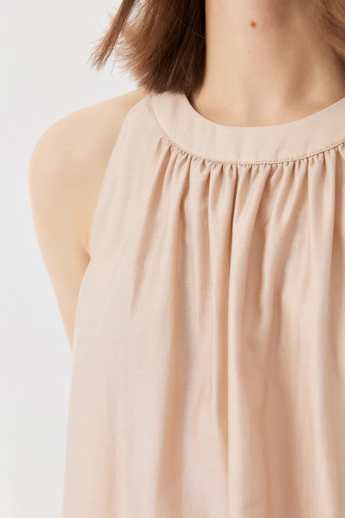 Leah Off-Shoulder Nude Top in Tencel Blend - Image 8
