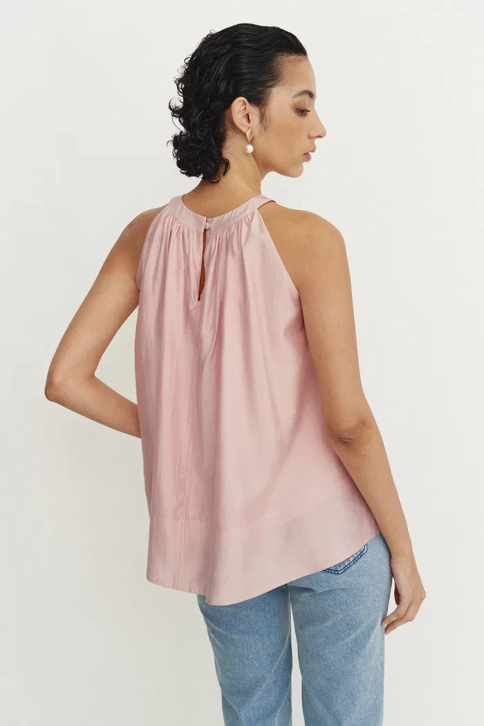Leah Pink Halter Camisole Top in Lyocell - Image 3