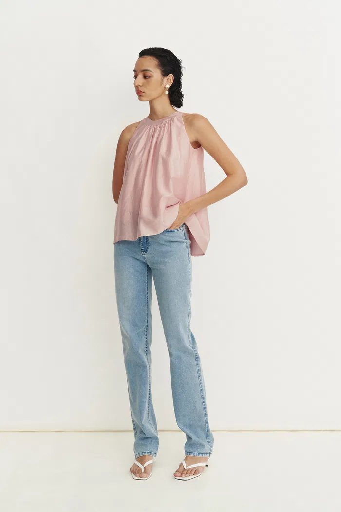 Leah Pink Halter Camisole Top in Lyocell - Image 4