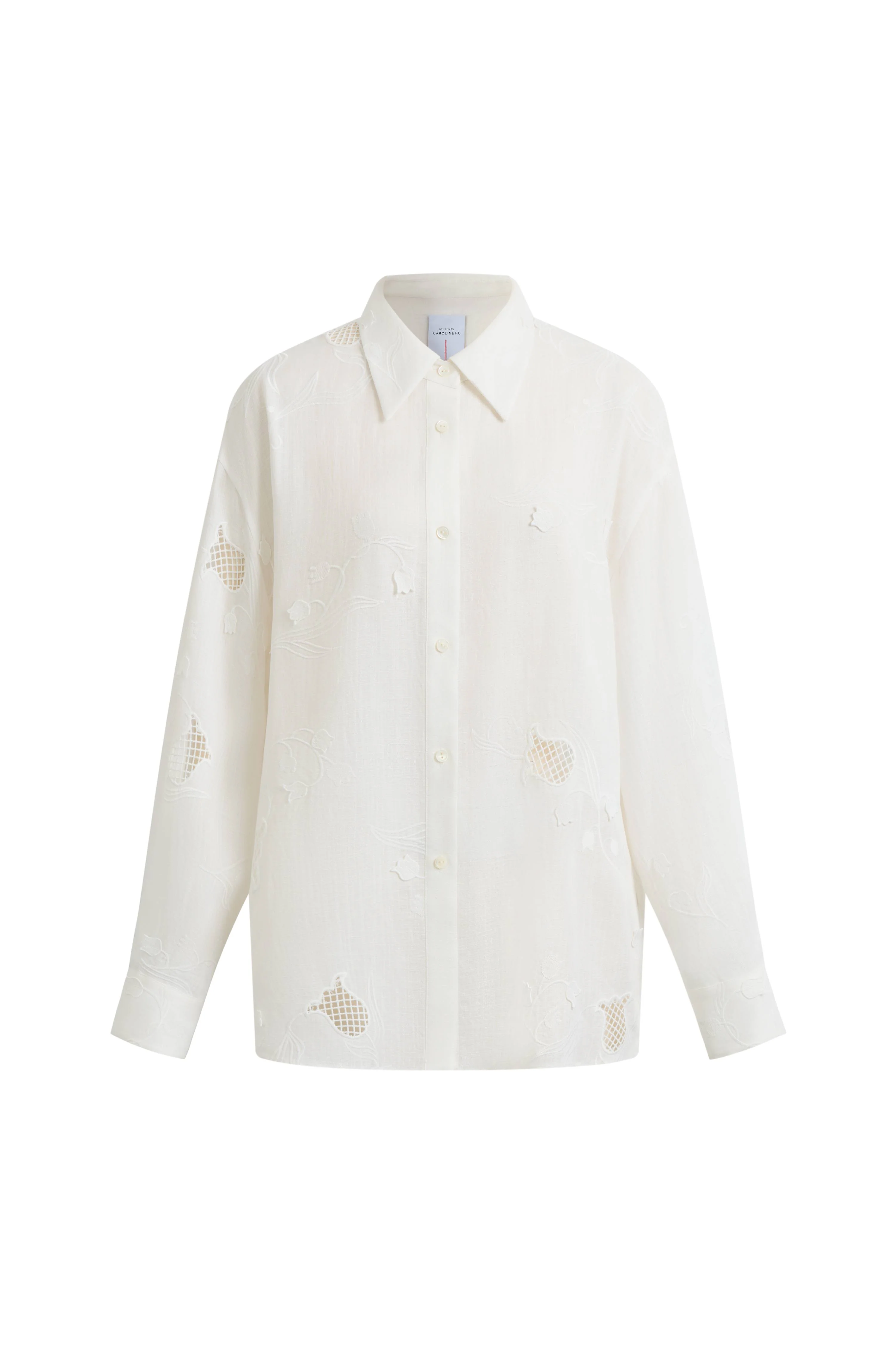 Leona Lily of the Valley Mesh Embroidery Shirt in Linen - Image 7