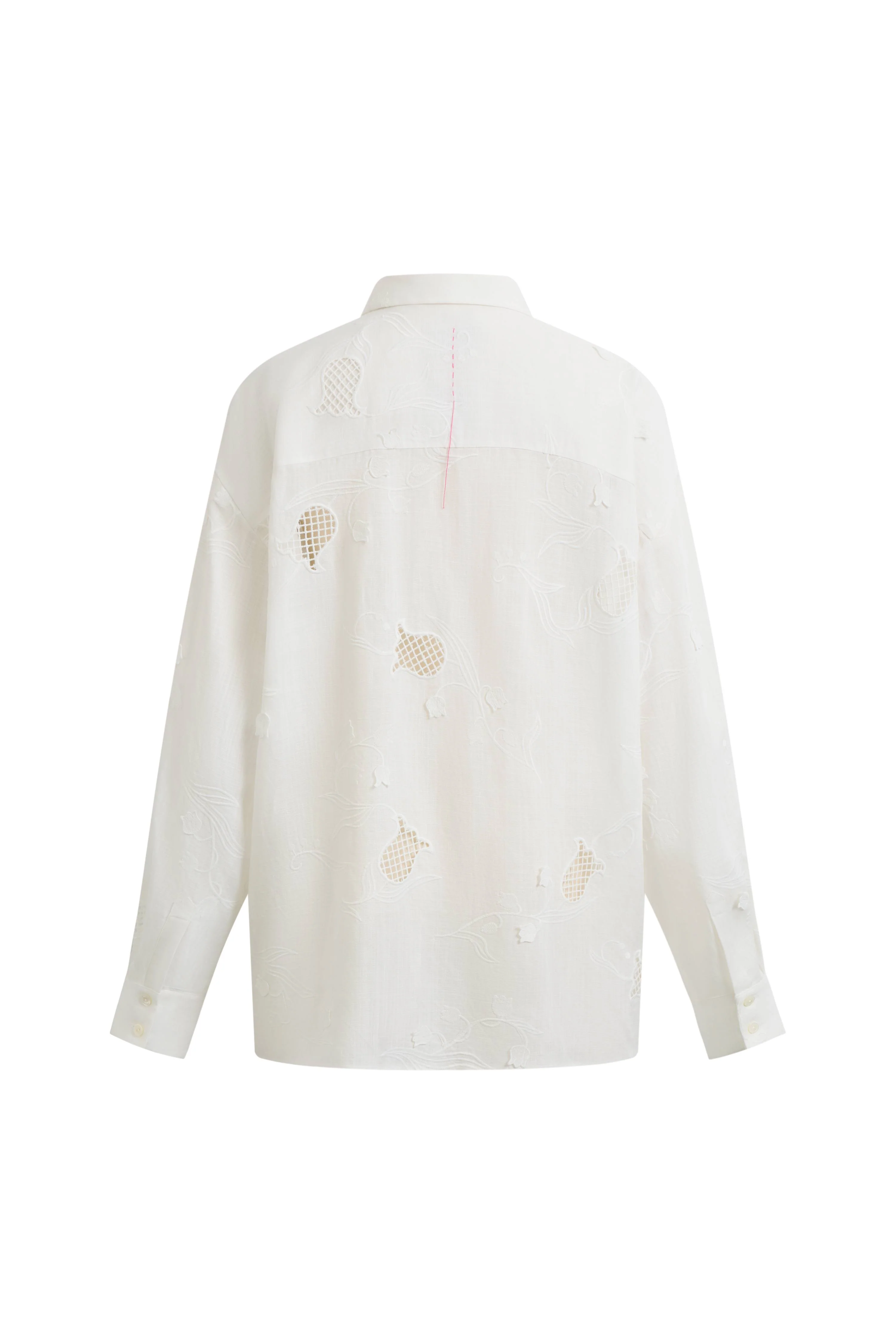 Leona Lily of the Valley Mesh Embroidery Shirt in Linen - Image 8