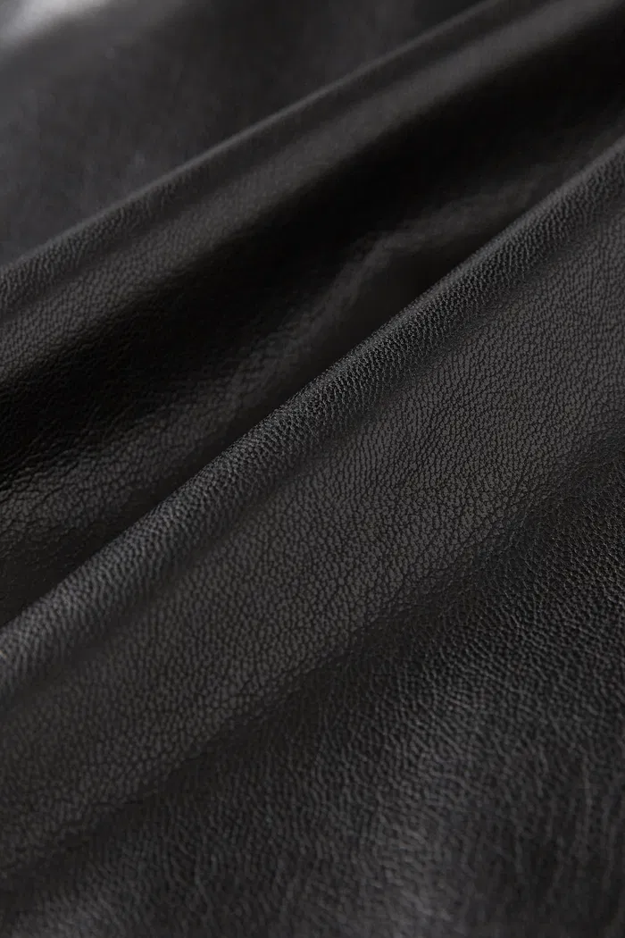 Leona Pleated Slit Skirt in Vegan Leather - Image 9