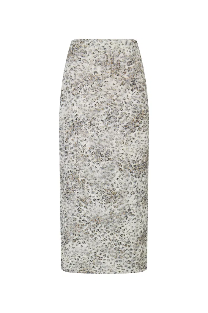 Leopard Midi Skirt in Stretch Sequin Mesh - Image 10