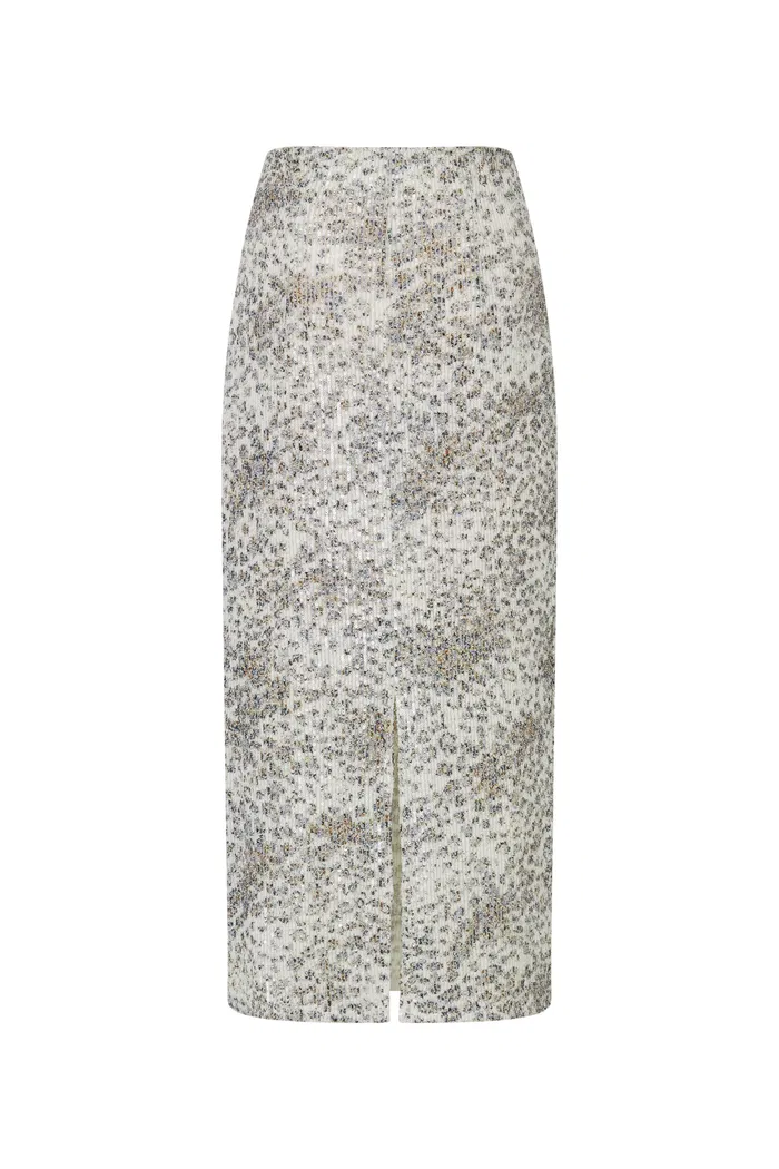 Leopard Midi Skirt in Stretch Sequin Mesh - Image 11
