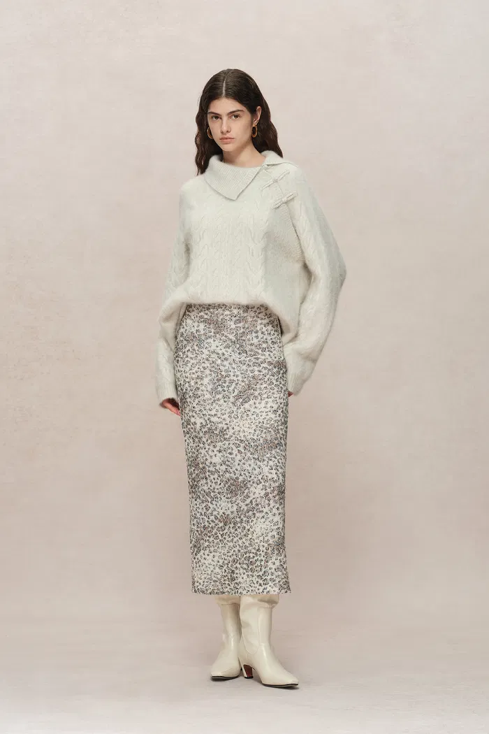 Leopard Midi Skirt in Stretch Sequin Mesh - Image 2