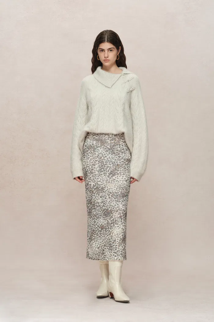 Leopard Midi Skirt in Stretch Sequin Mesh - Image 3