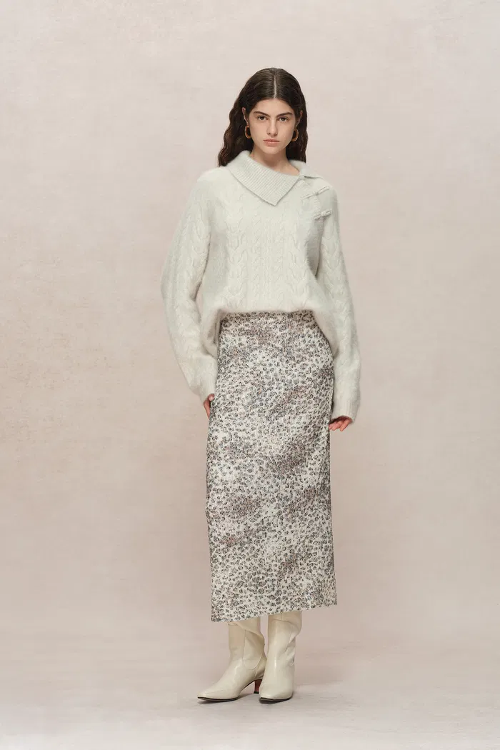 Leopard Midi Skirt in Stretch Sequin Mesh - Image 4
