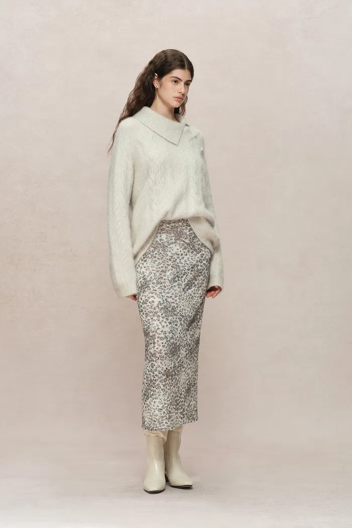 Leopard Midi Skirt in Stretch Sequin Mesh - Image 5