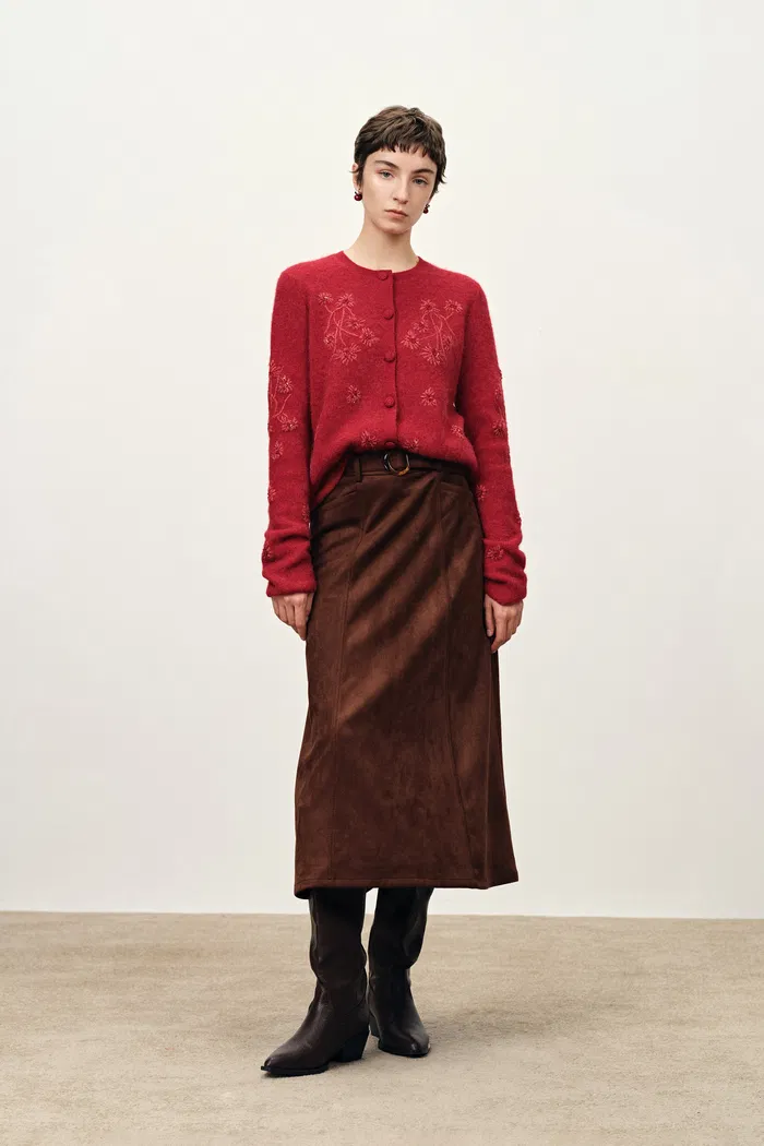 Letitia Hand Crocheted  Beaded Floral Cardigan in Wool Alpaca Blend Knit - Image 3
