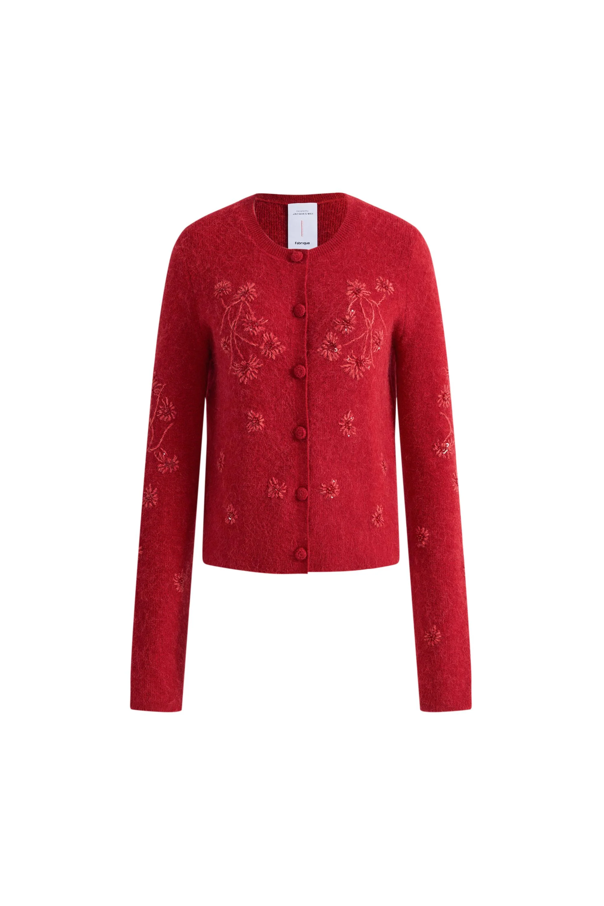 Letitia Hand Crocheted  Beaded Floral Cardigan in Wool Alpaca Blend Knit - Image 7