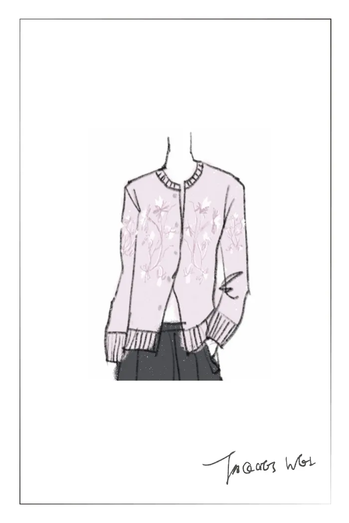 Letitia Hand Embroidered Floral Cardigan in Wool Alpaca Knit - Image 5