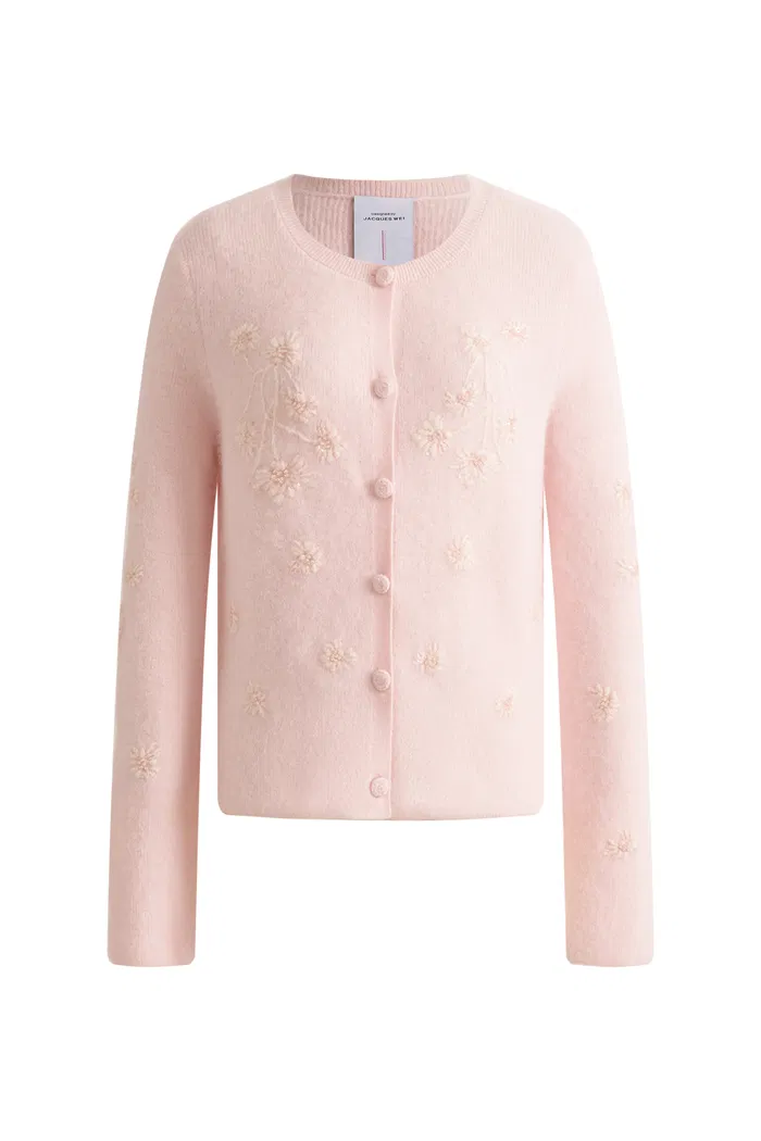 Letitia Hand Embroidered Floral Cardigan in Wool Alpaca Knit - Image 6