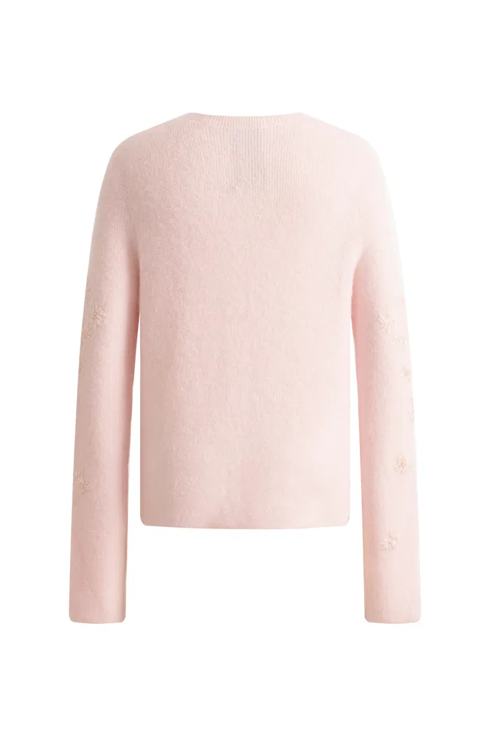 Letitia Hand Embroidered Floral Cardigan in Wool Alpaca Knit - Image 7