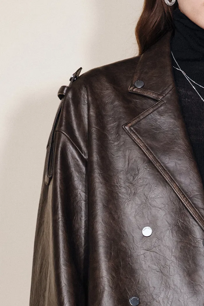 Levante Brushed Faux Leather Crop Biker Jacket in Faux leather - Image 7