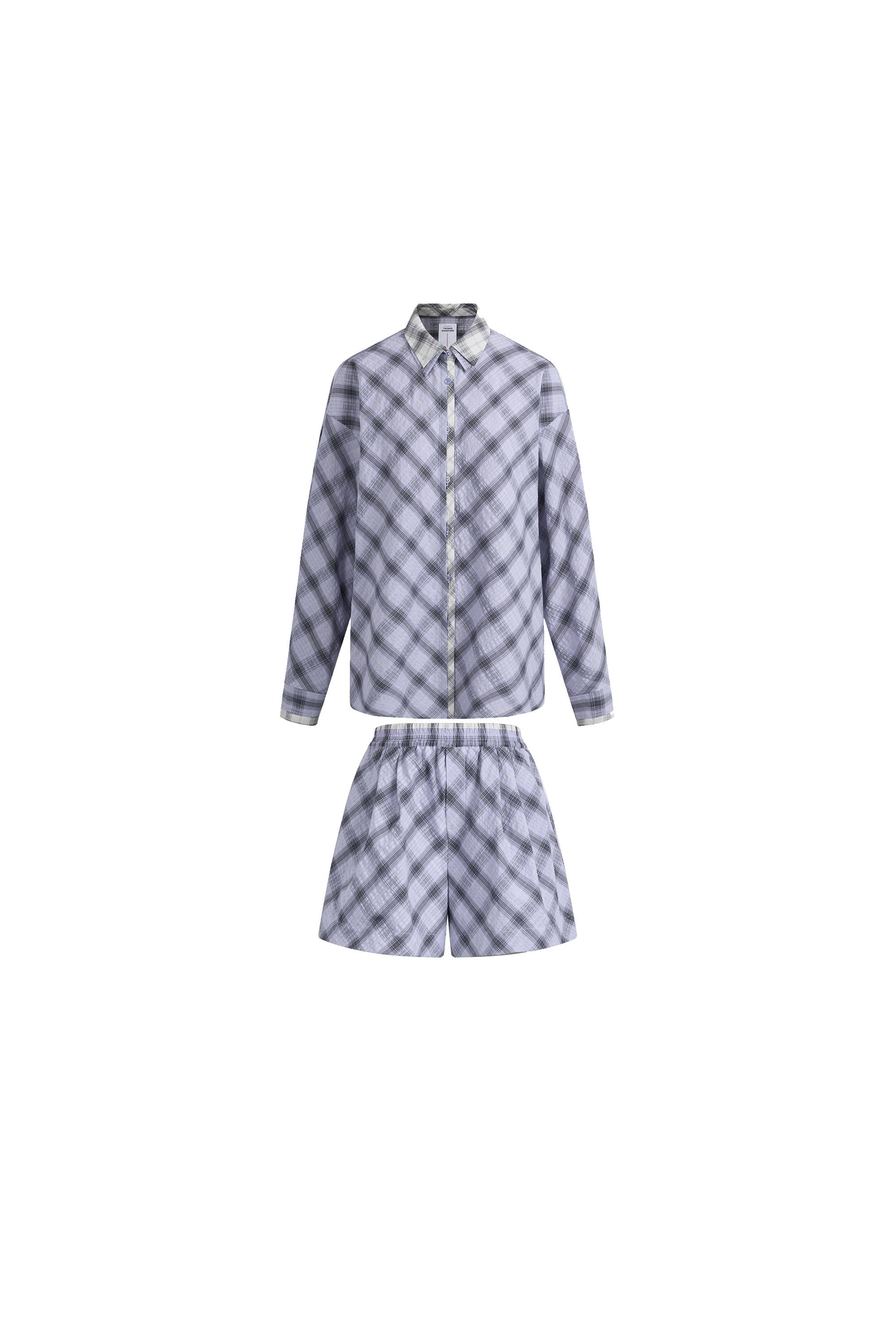 Lia Plaid Layered look Shirt and Shorts Set in Bubble cotton - Image 8