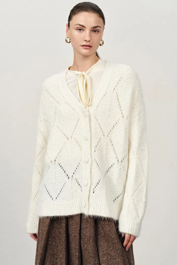 Lila Sparkling Cardigan in Alpaca Sequin Yarn - Image 2