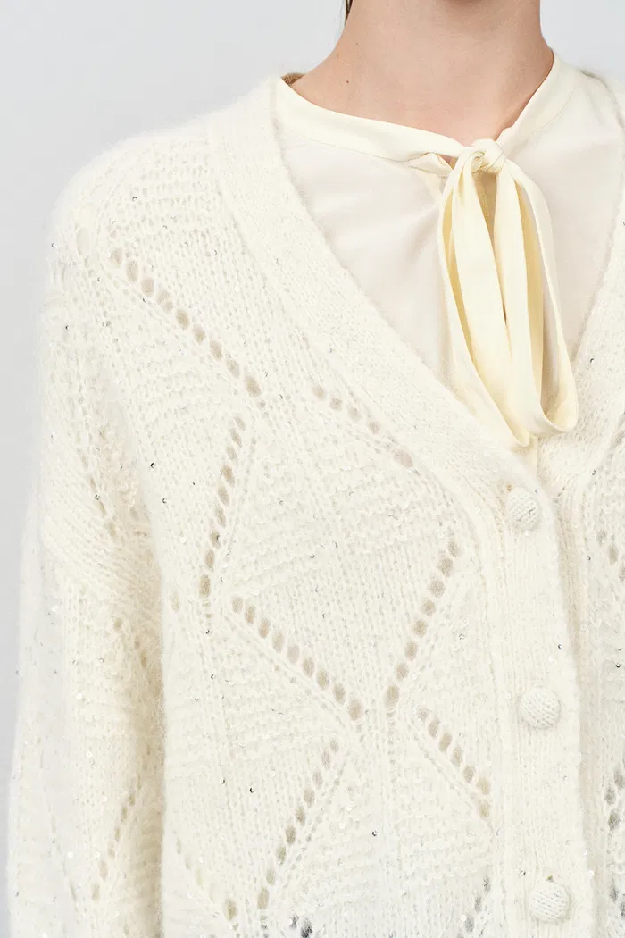 Lila Sparkling Cardigan in Alpaca Sequin Yarn - Image 7
