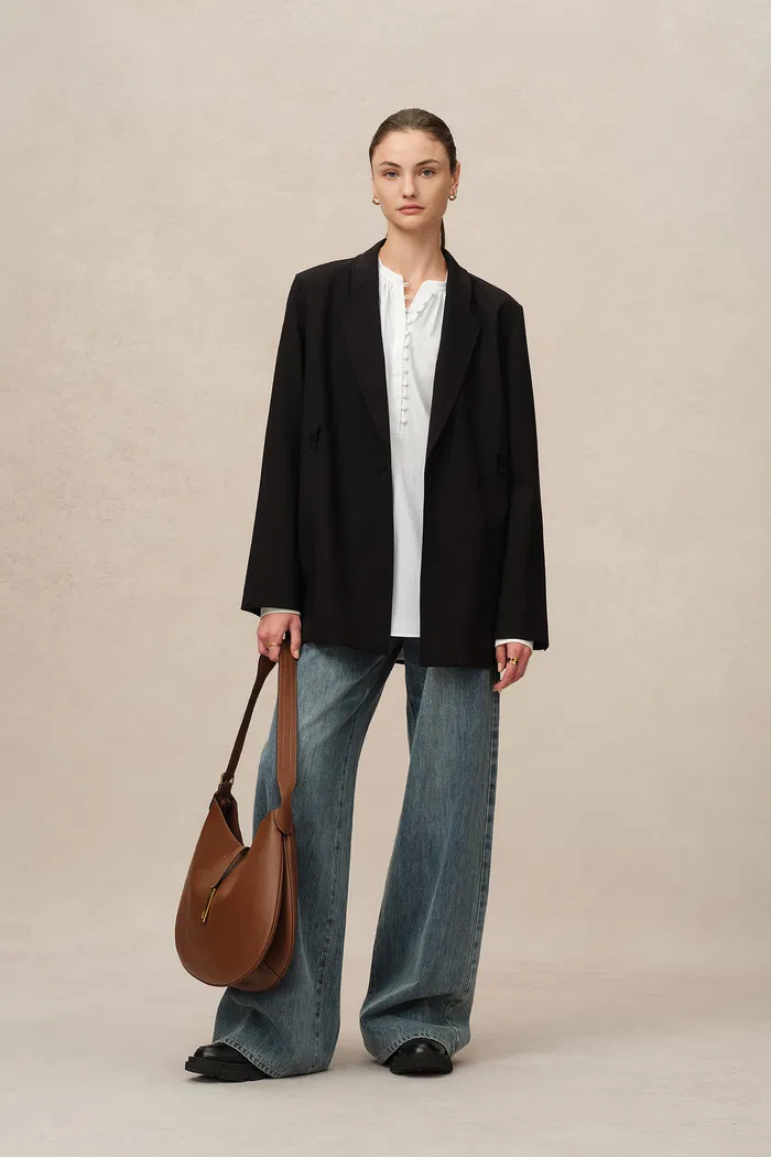Lila Stand Collar Blouse in Tencel-Cotton - Image 8