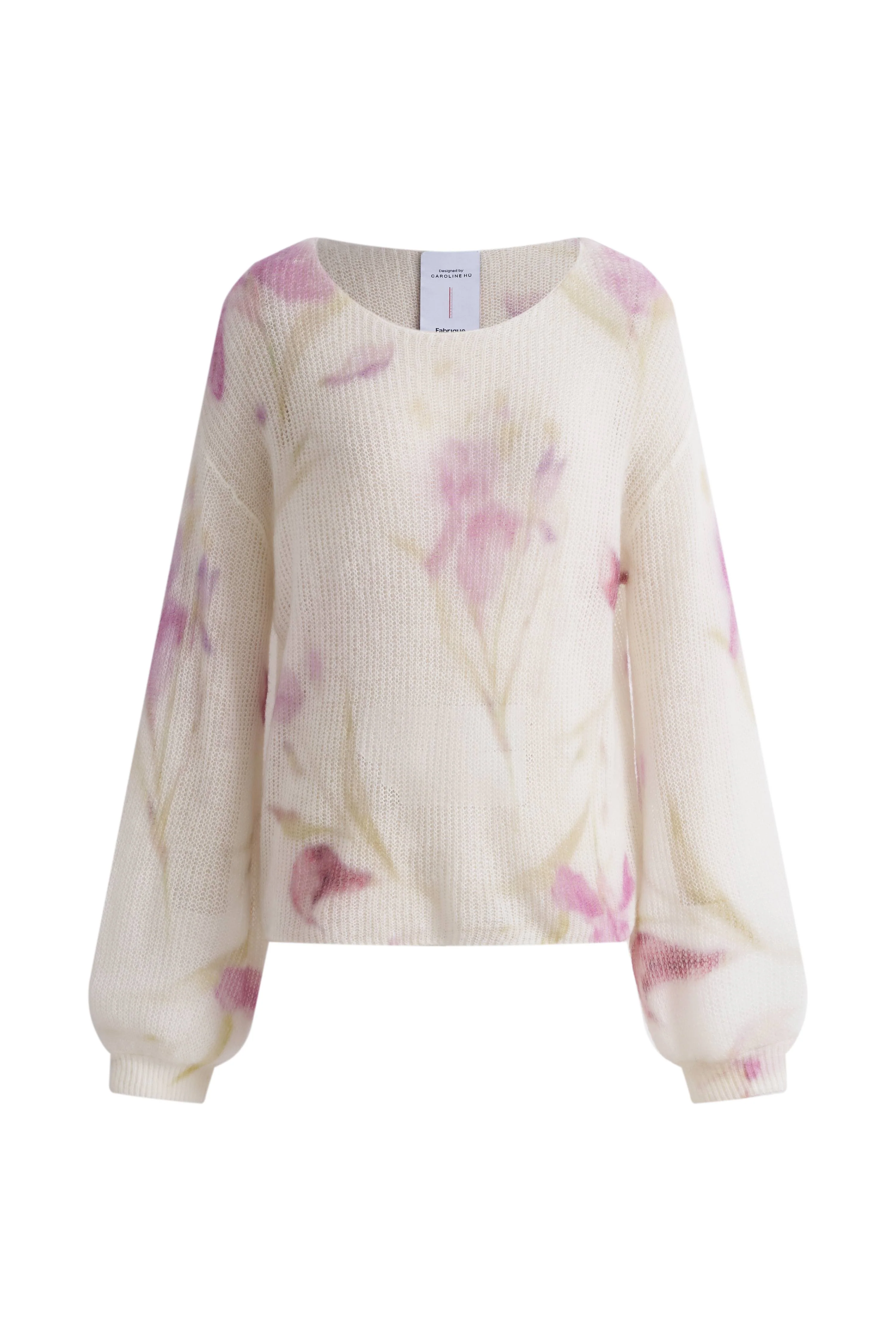 Lilia Hand Painted Iris and Lily Print Knit Sweater in Merino-Mohair Blend - Image 7