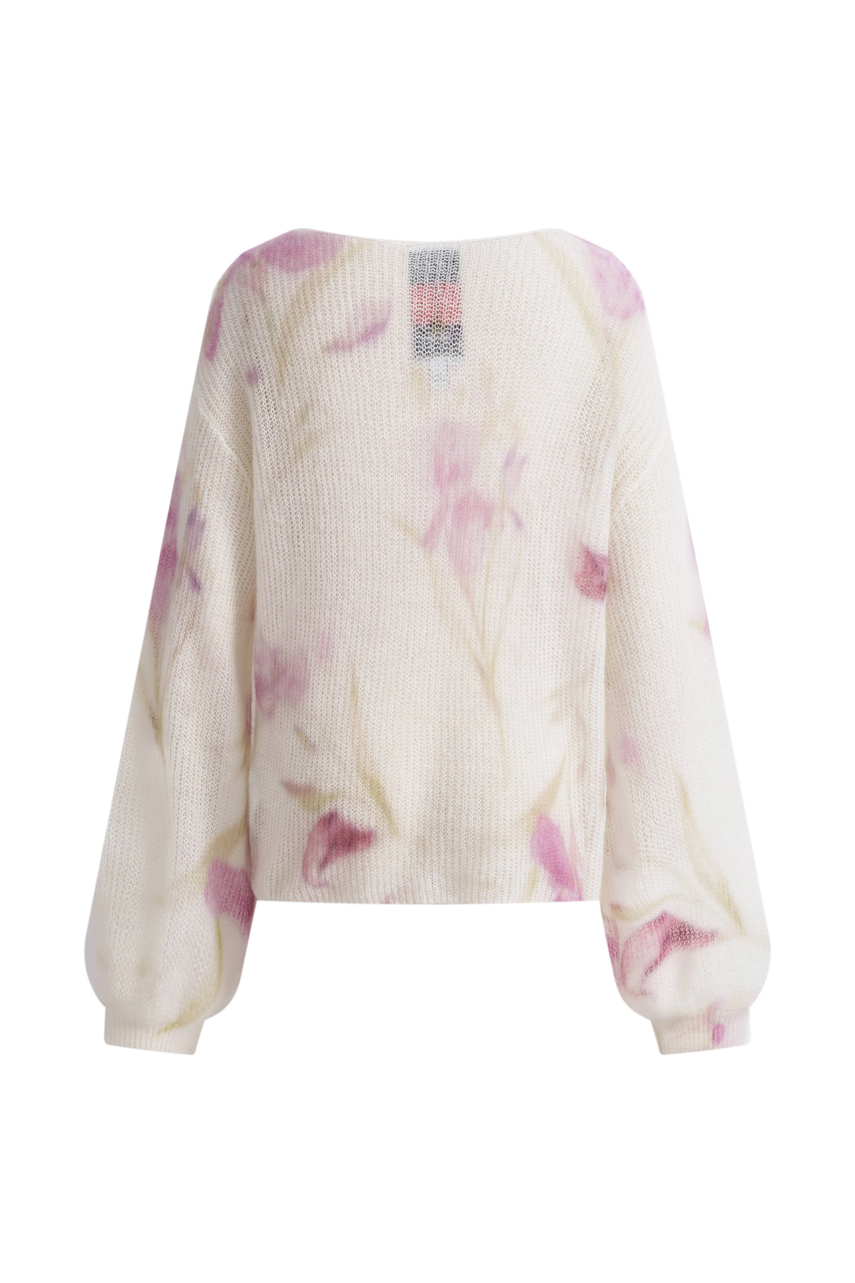 Lilia Hand Painted Iris and Lily Print Knit Sweater in Merino-Mohair Blend - Image 8
