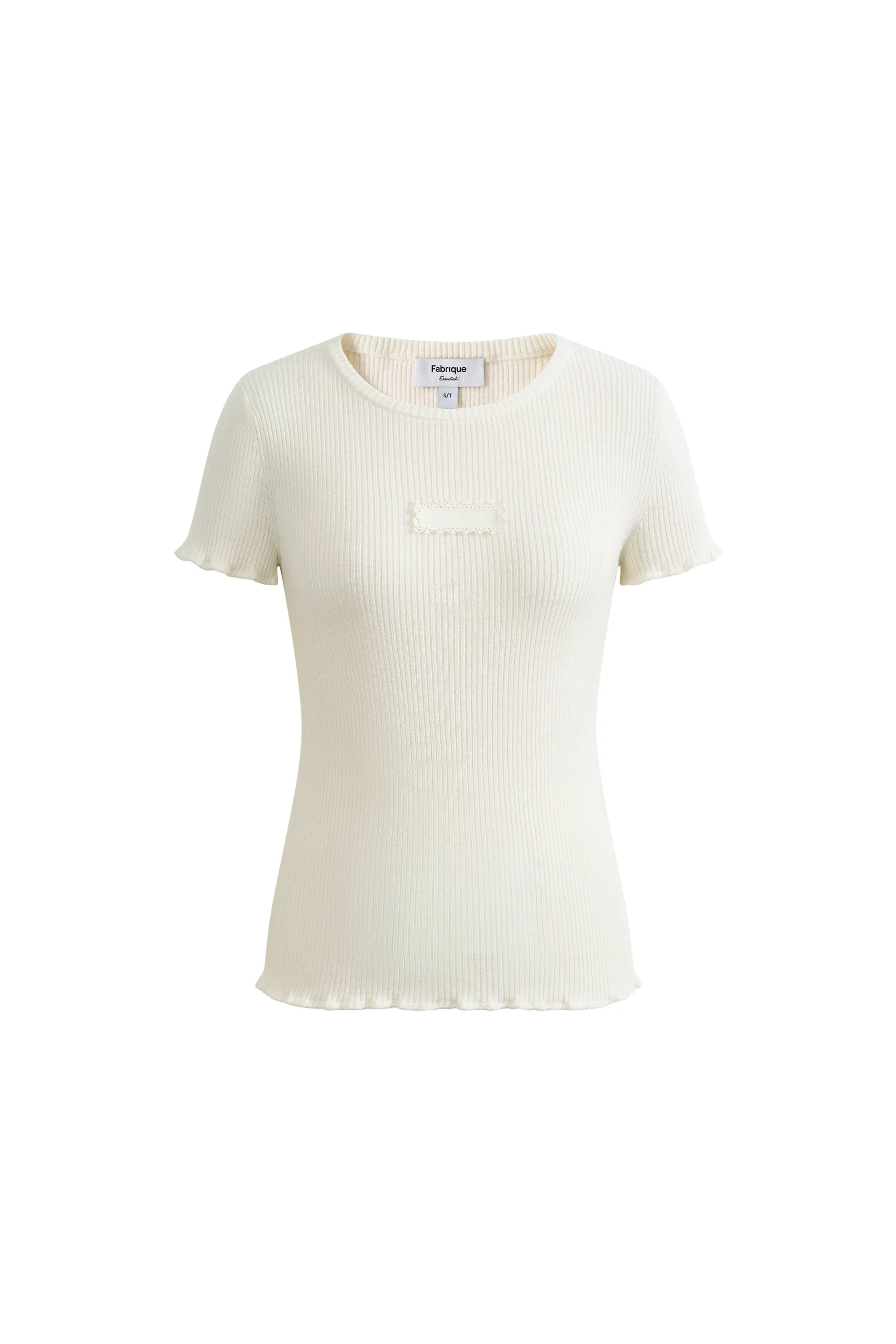 Linnea White Ruffled Sculpted T-shirt in Cotton and Wool Knit - Image 10
