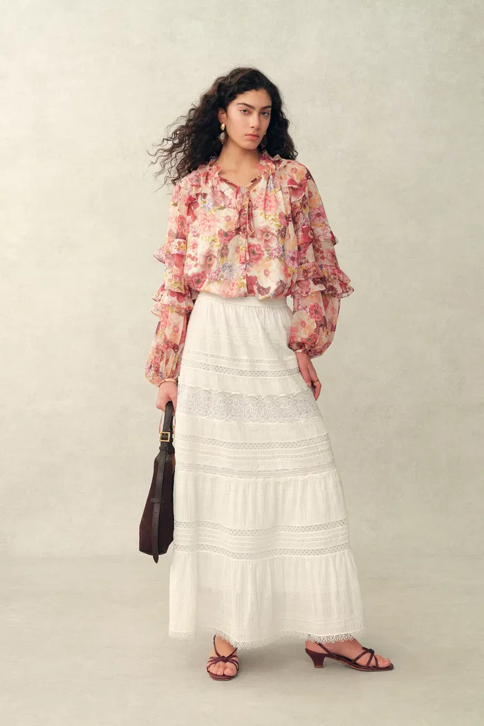 Liora Boho Lace Maxi Skirt in Cotton - Image 2