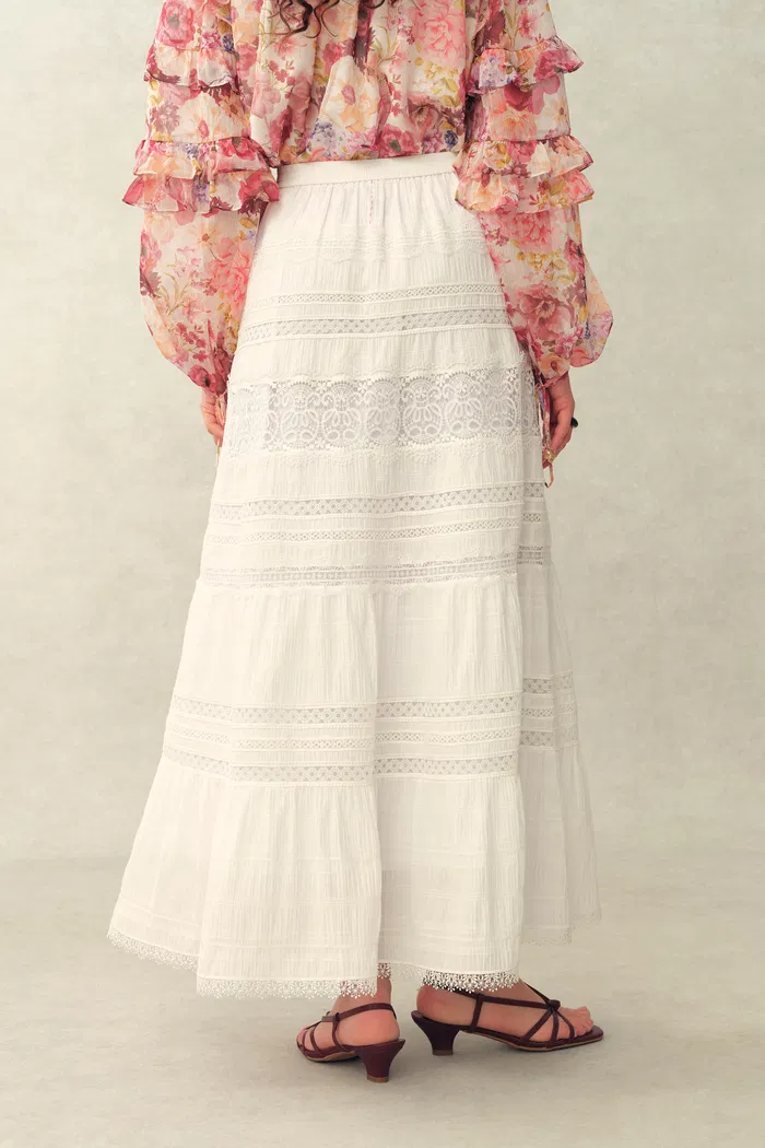Liora Boho Lace Maxi Skirt in Cotton - Image 3