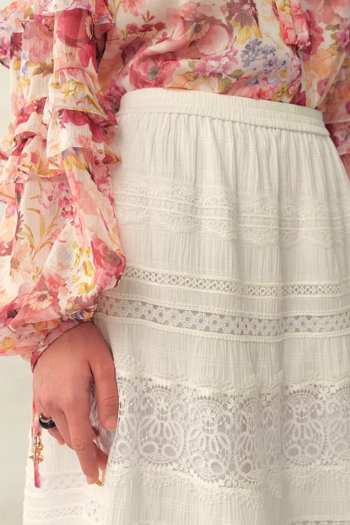 Liora Boho Lace Maxi Skirt in Cotton - Image 4
