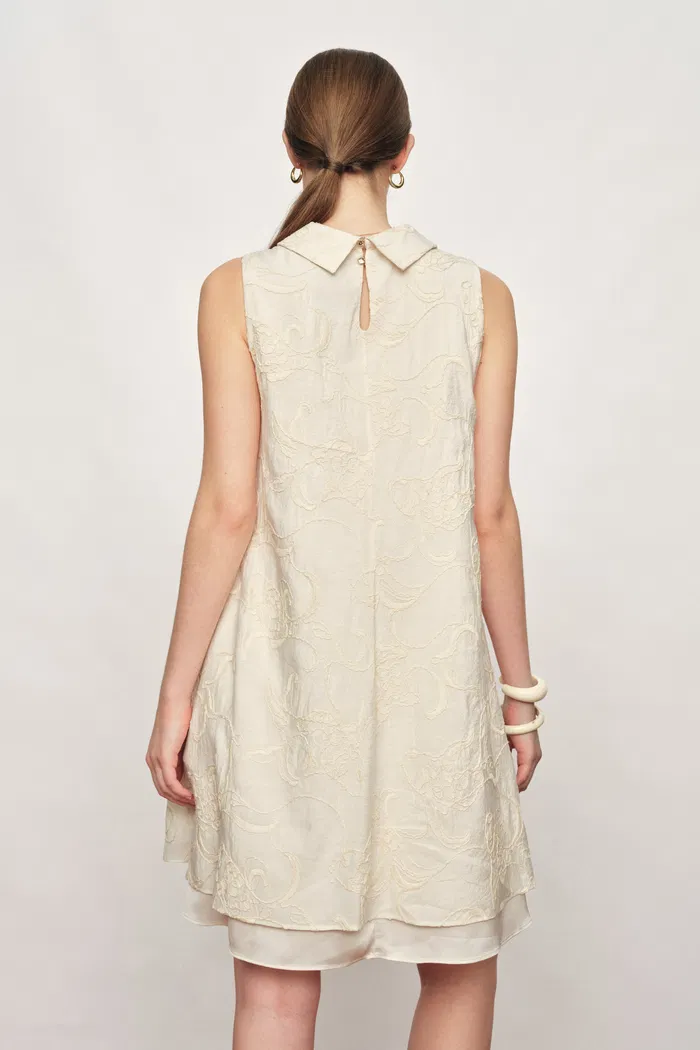 Liora Modern Chinese Style Stand Collar Dress in Koi Embroidery - Image 2