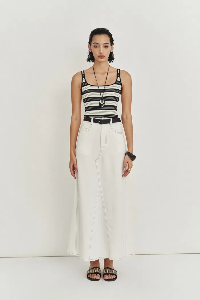 Liz Square Neck Body Con Sleeveless Tank Top in High-Stretch Ribbed Knit - Image 6