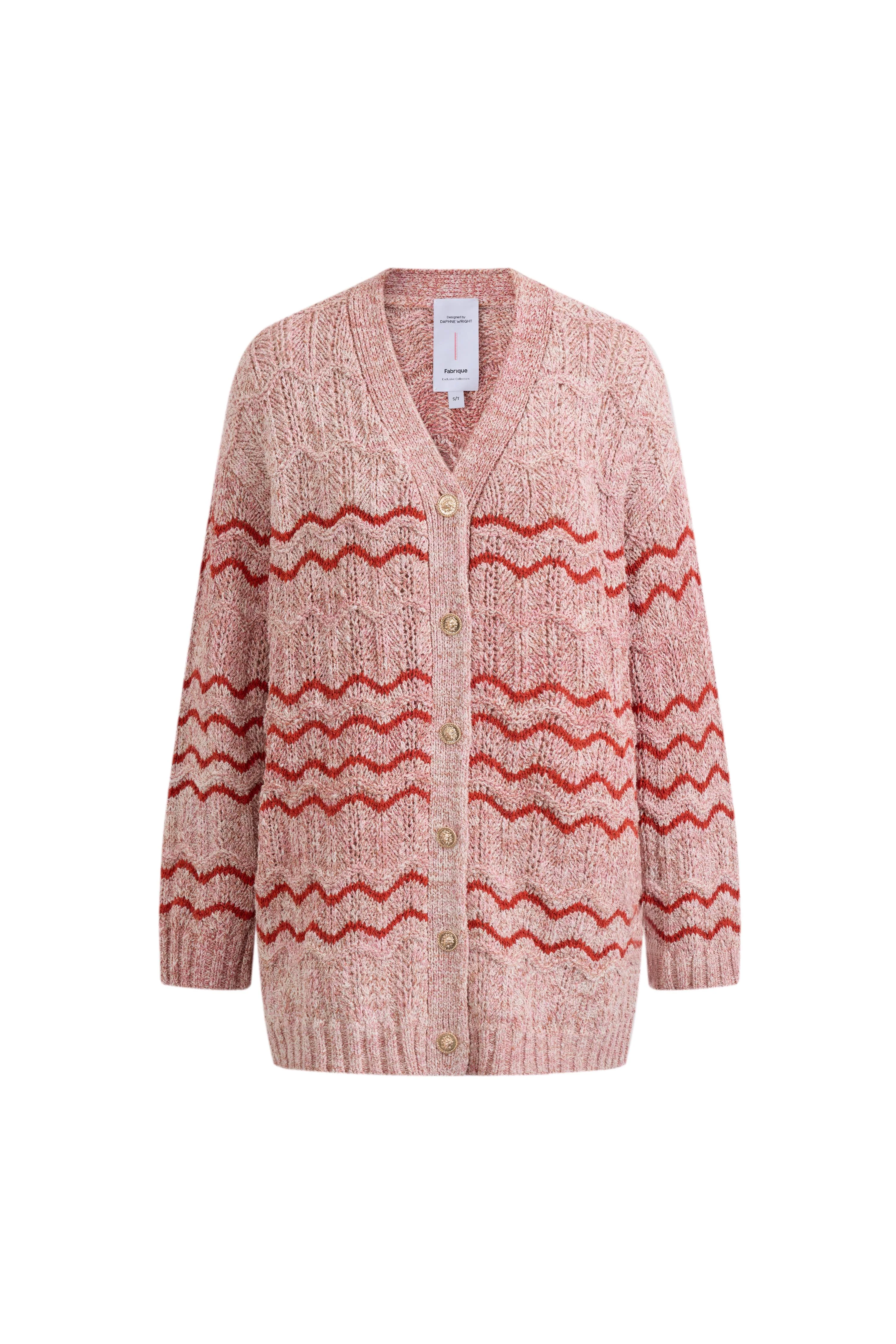 Lorena Striped Oversized Cardigan in Cotton Blend Fancy Yarn Knit - Image 6