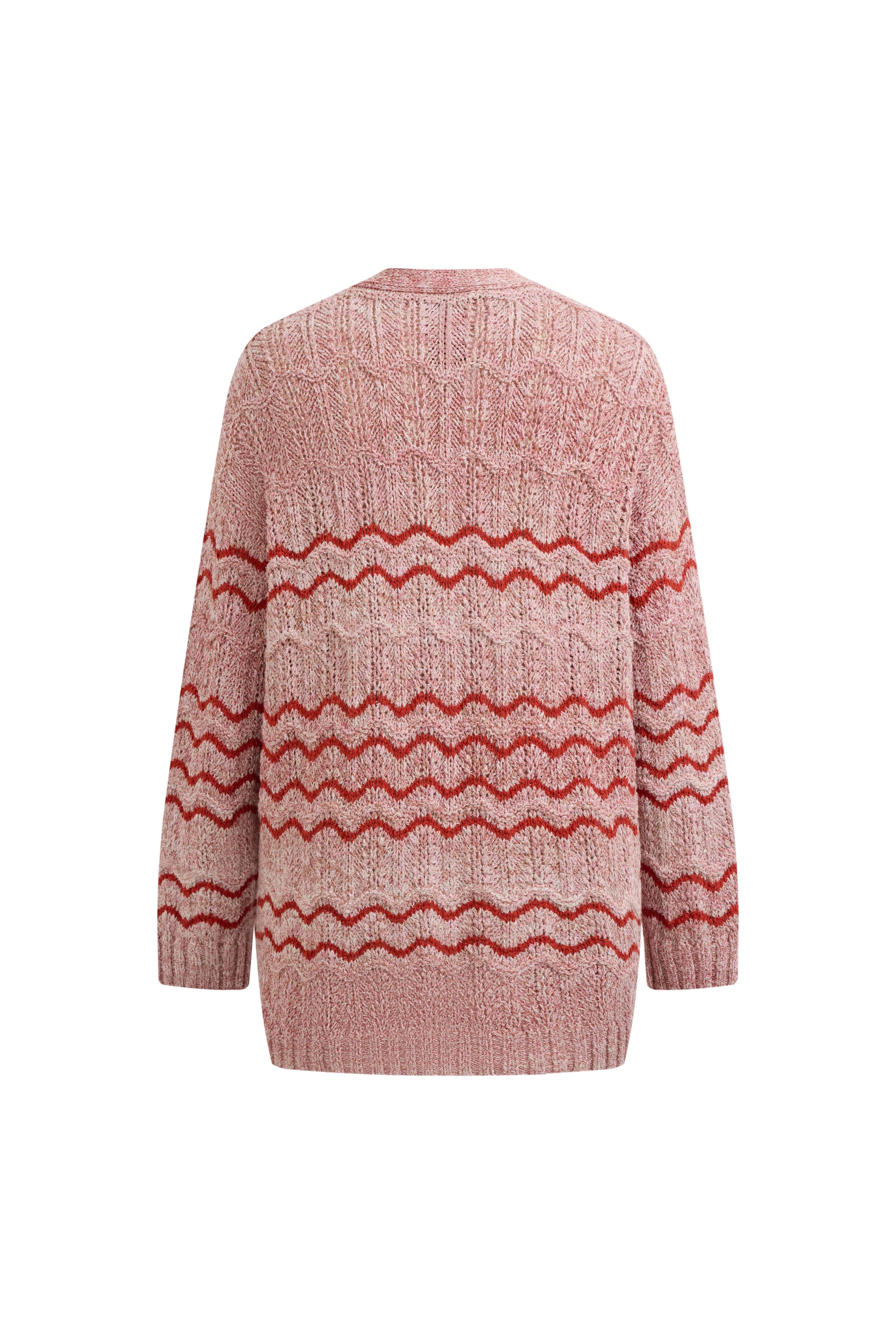 Lorena Striped Oversized Cardigan in Cotton Blend Fancy Yarn Knit - Image 7