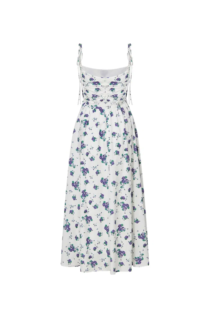 Lottie Floral Print Dress in Silk Cotton Blend - Image 10