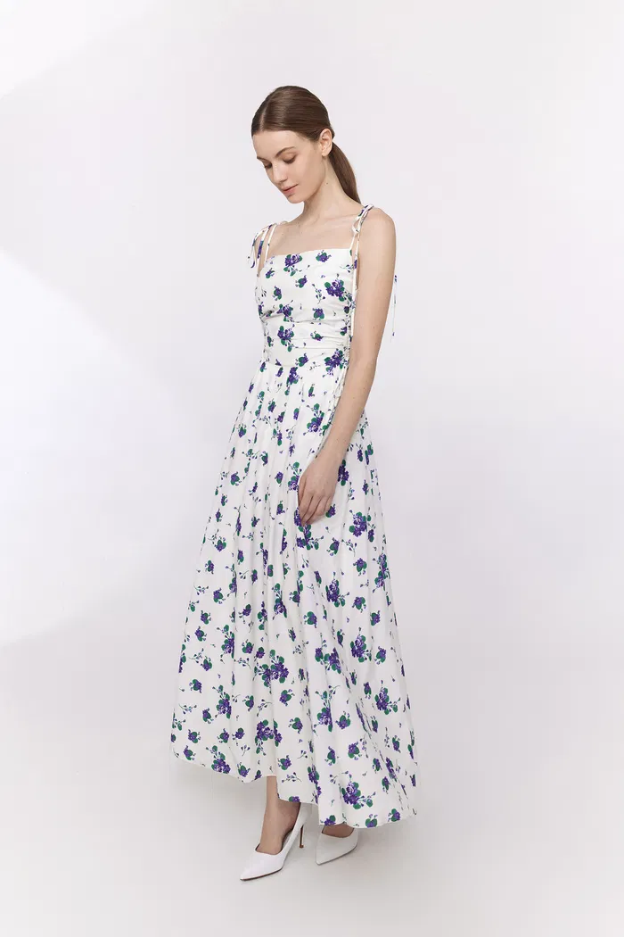 Lottie Floral Print Dress in Silk Cotton Blend - Image 4