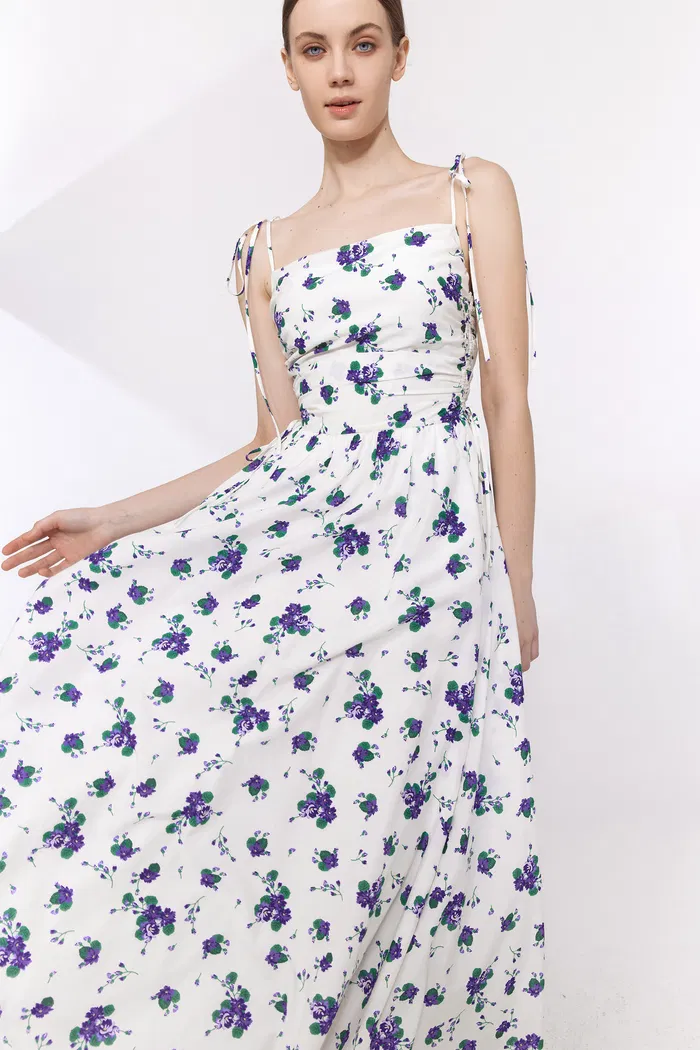 Lottie Floral Print Dress in Silk Cotton Blend - Image 5
