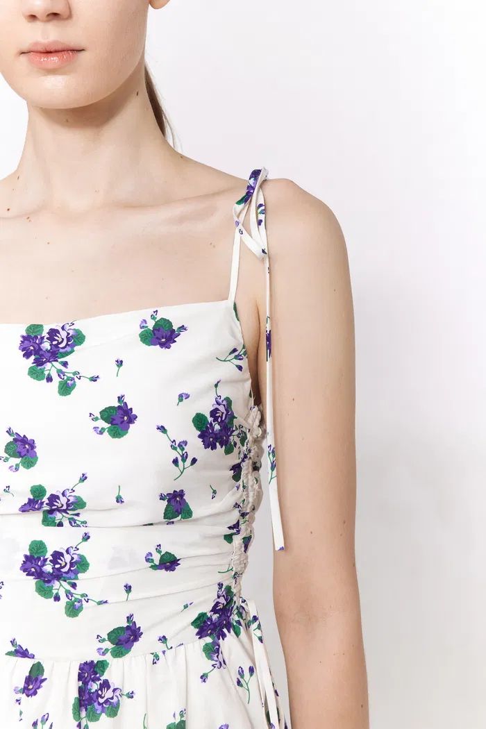 Lottie Floral Print Dress in Silk Cotton Blend - Image 6