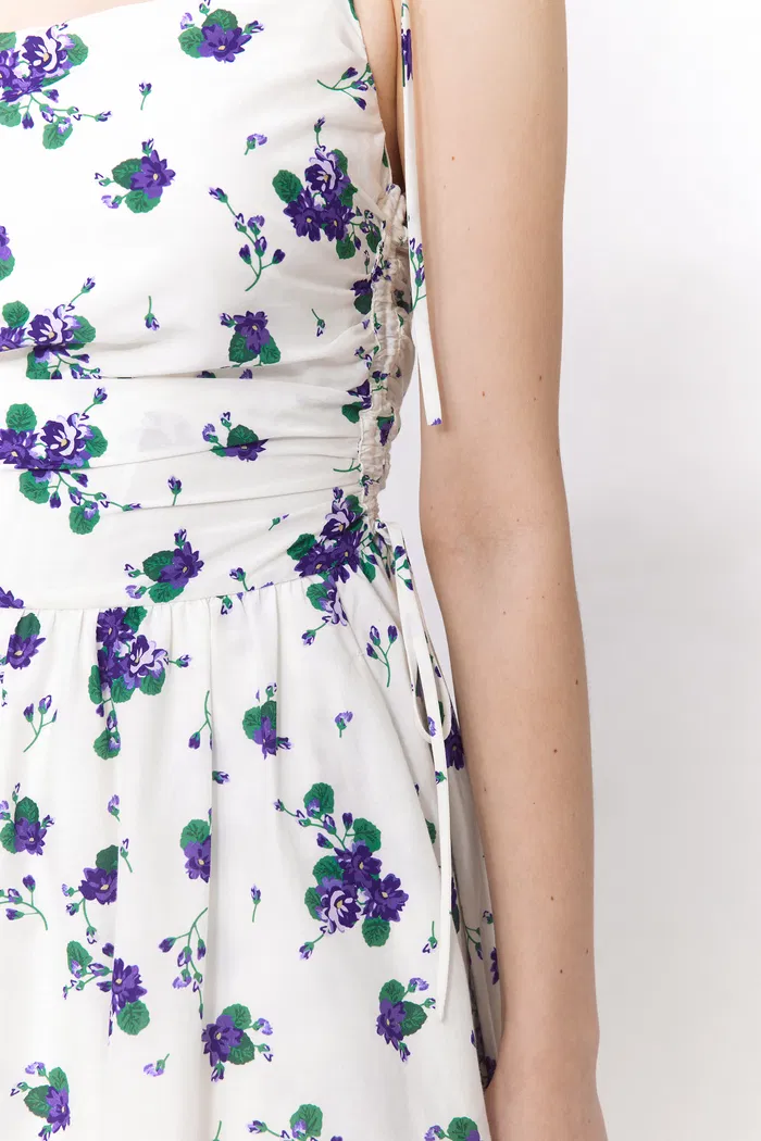 Lottie Floral Print Dress in Silk Cotton Blend - Image 7
