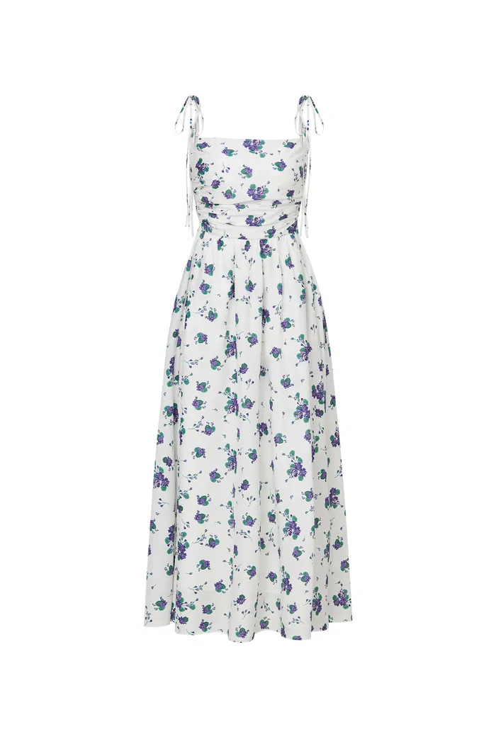 Lottie Floral Print Dress in Silk Cotton Blend - Image 9