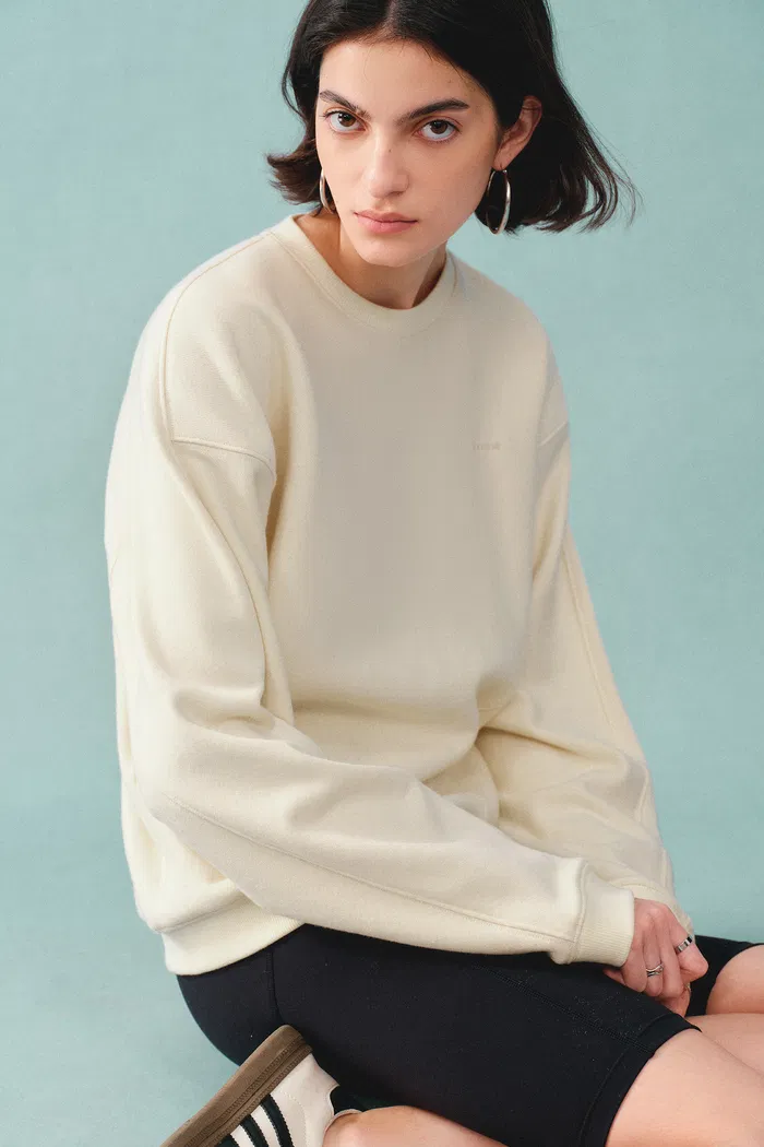 Lotus Beige Crewneck Sweatshirt in Cotton - Image 2