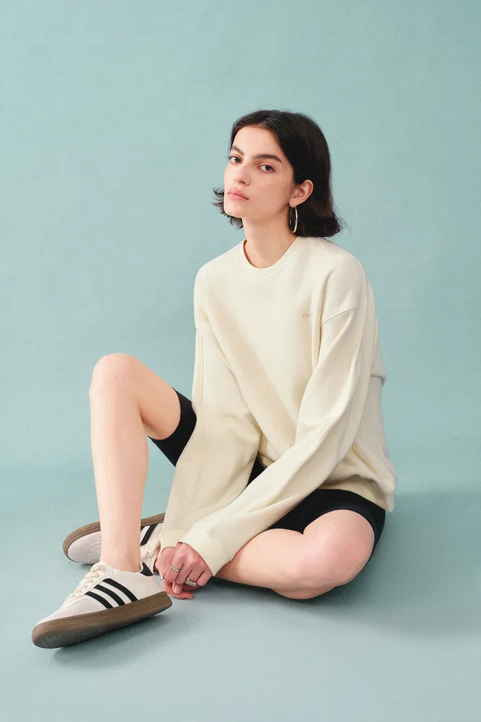 Lotus Beige Crewneck Sweatshirt in Cotton - Image 3