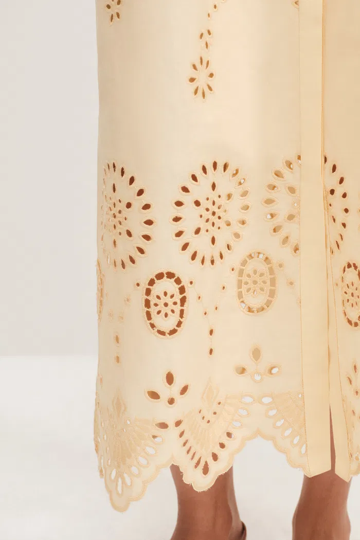 Louise Embroidered Shirt Dress in Cotton Poplin - Image 9