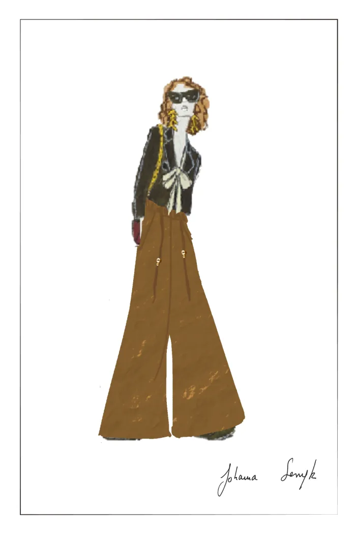 Louise Textured Loose Boho Pants in Wrinkled Satin - Image 10