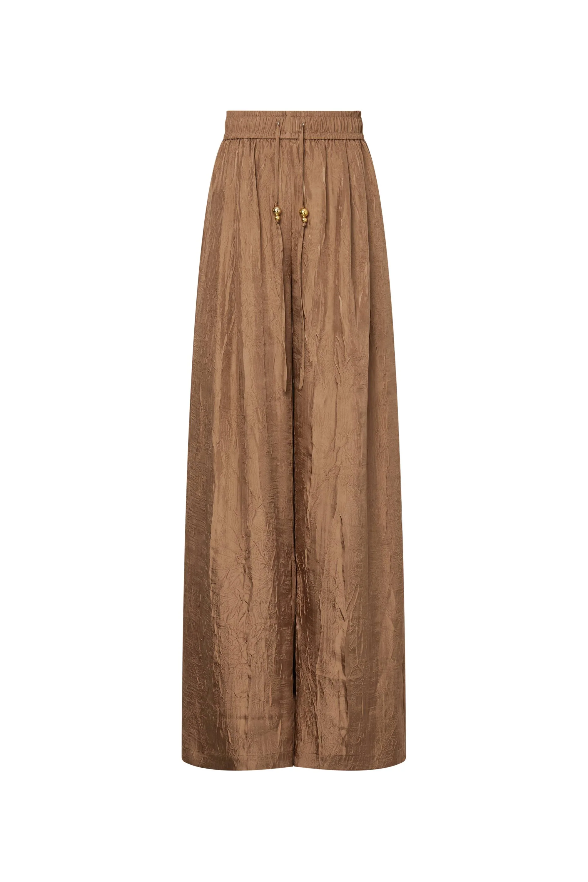 Louise Textured Loose Boho Pants in Wrinkled Satin - Image 11