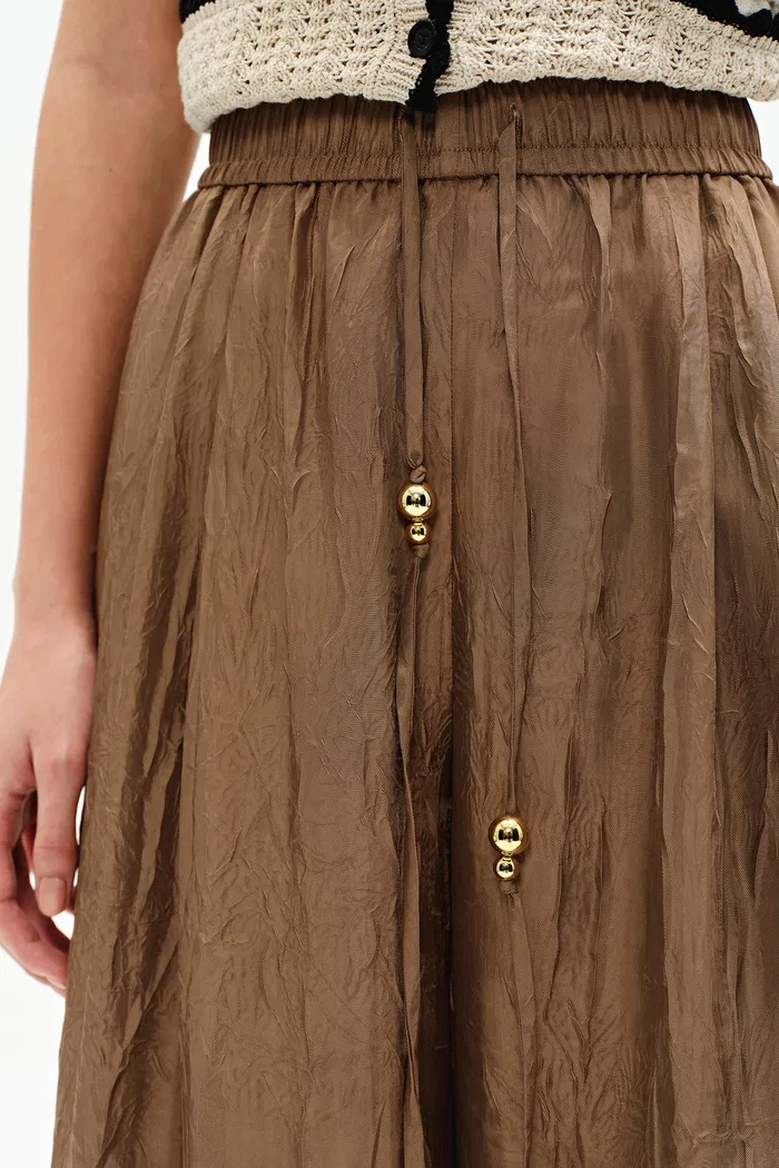 Louise Textured Loose Boho Pants in Wrinkled Satin - Image 8