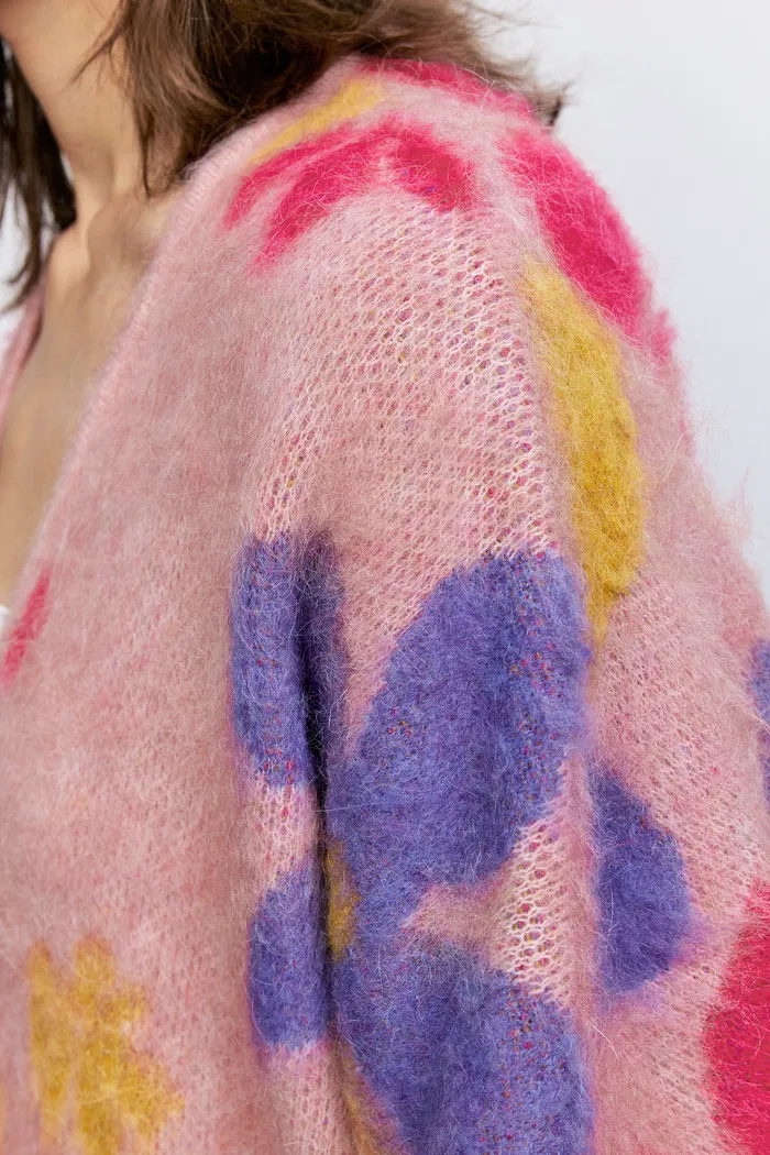 Louloudia Floral Jacquard Knit Cardigan in Merino Mohair Blend - Image 8