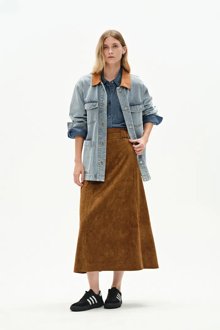 Luca Contrast Collar Lightweight Jacket in Cotton Denim - Image 8